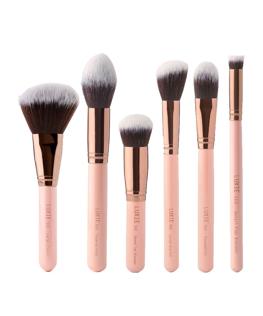 1 Face Essential Brush Set-Rose Gold, 6 elegant brushes