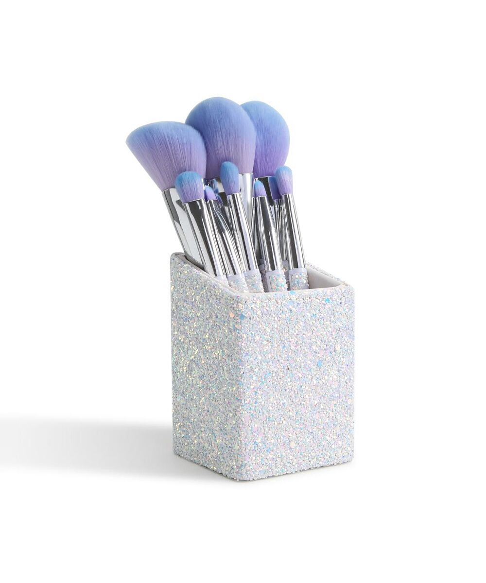 1-copy 8 Pieces Sparkle Brush Set With Holder, White